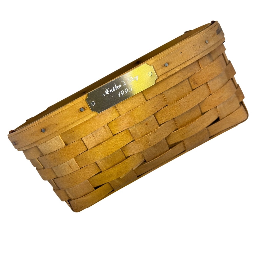 Royce Craft Basket Mother's Day 1995 Woven Wood Splint Oval Vintage